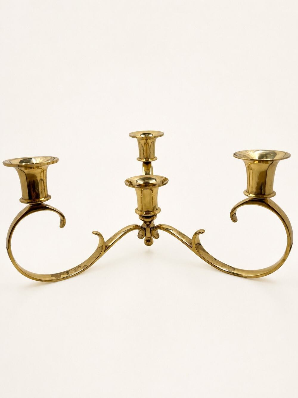 Antique Brass Three Candle Holder